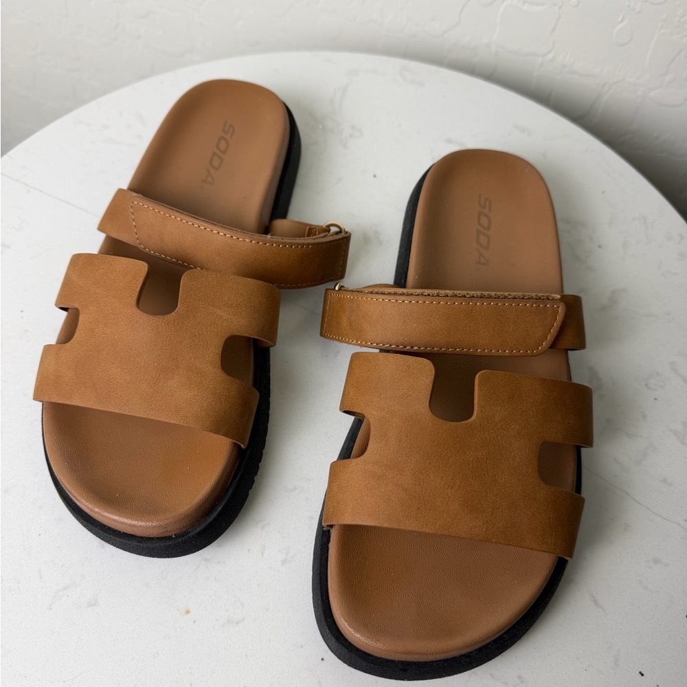 Fashion Nova Brown Slide Sandals